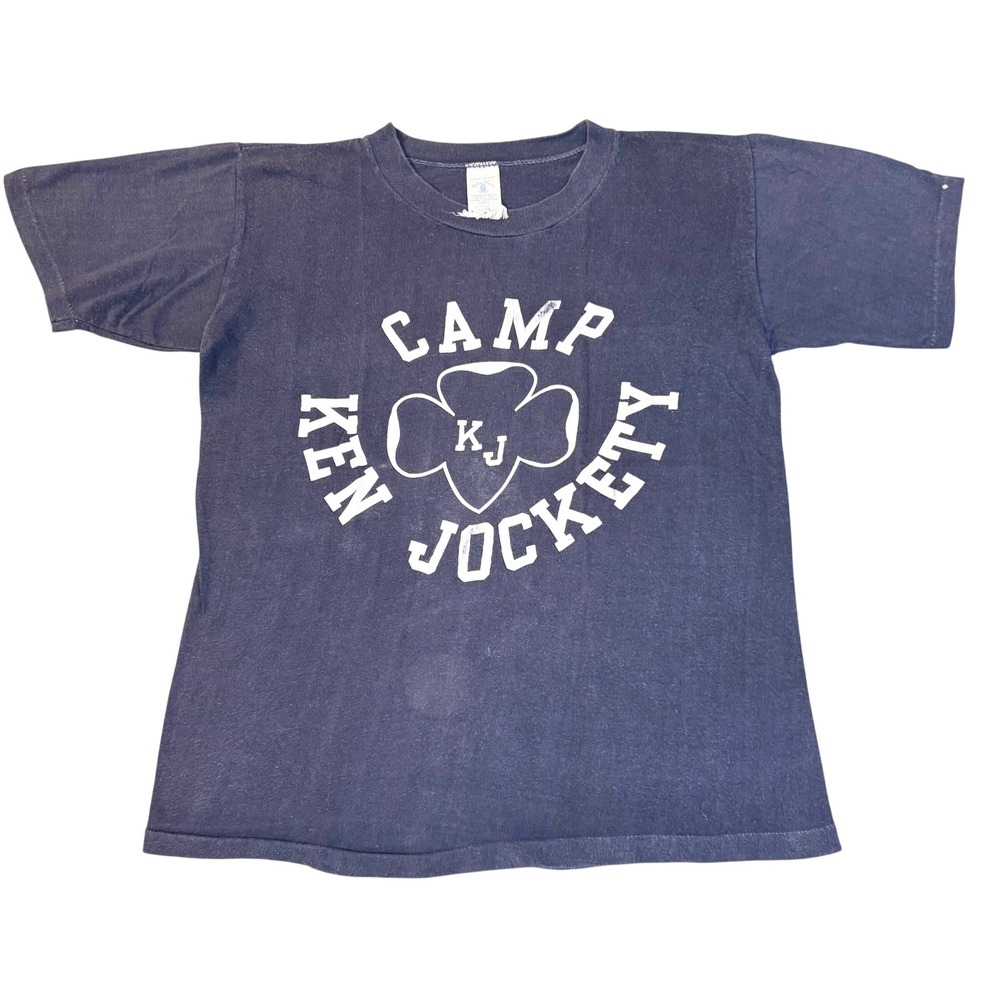 Vintage 70s Velva Sheen Girl Scouts t shirt Camp Ken Jockety small Blue